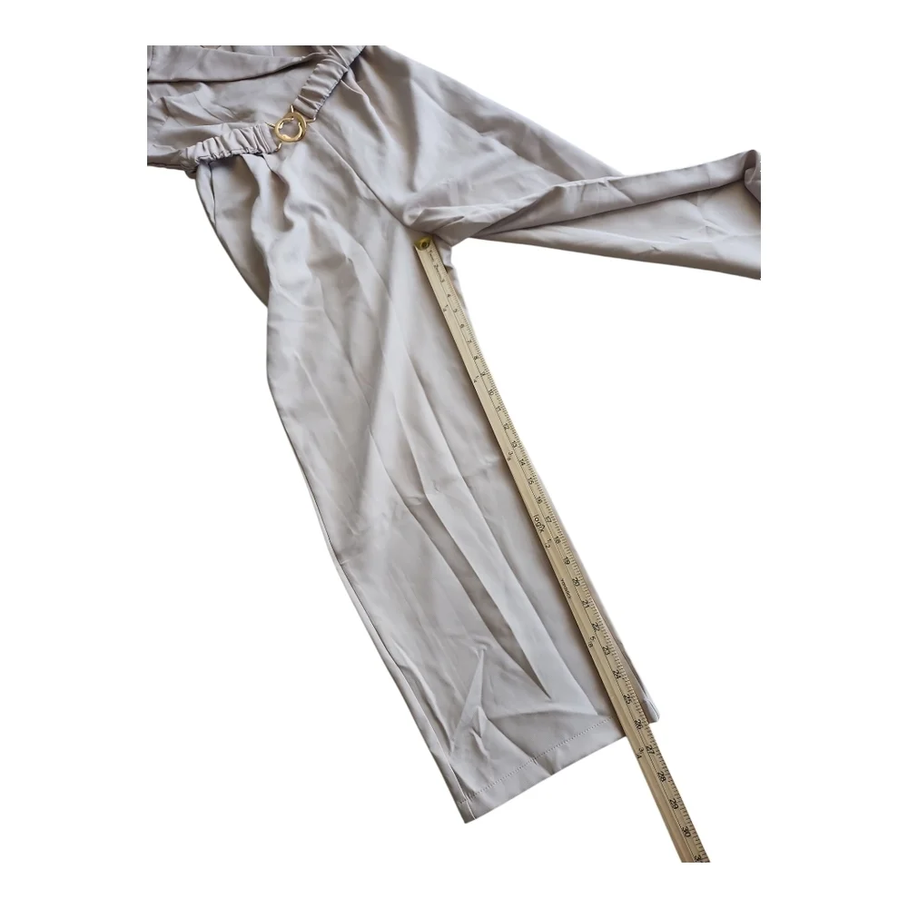 SHEIN Beige Belted Utility Jumpsuit Short Sleeve Wide Leg EU 40 US 8 10 - Picture 6 of 12